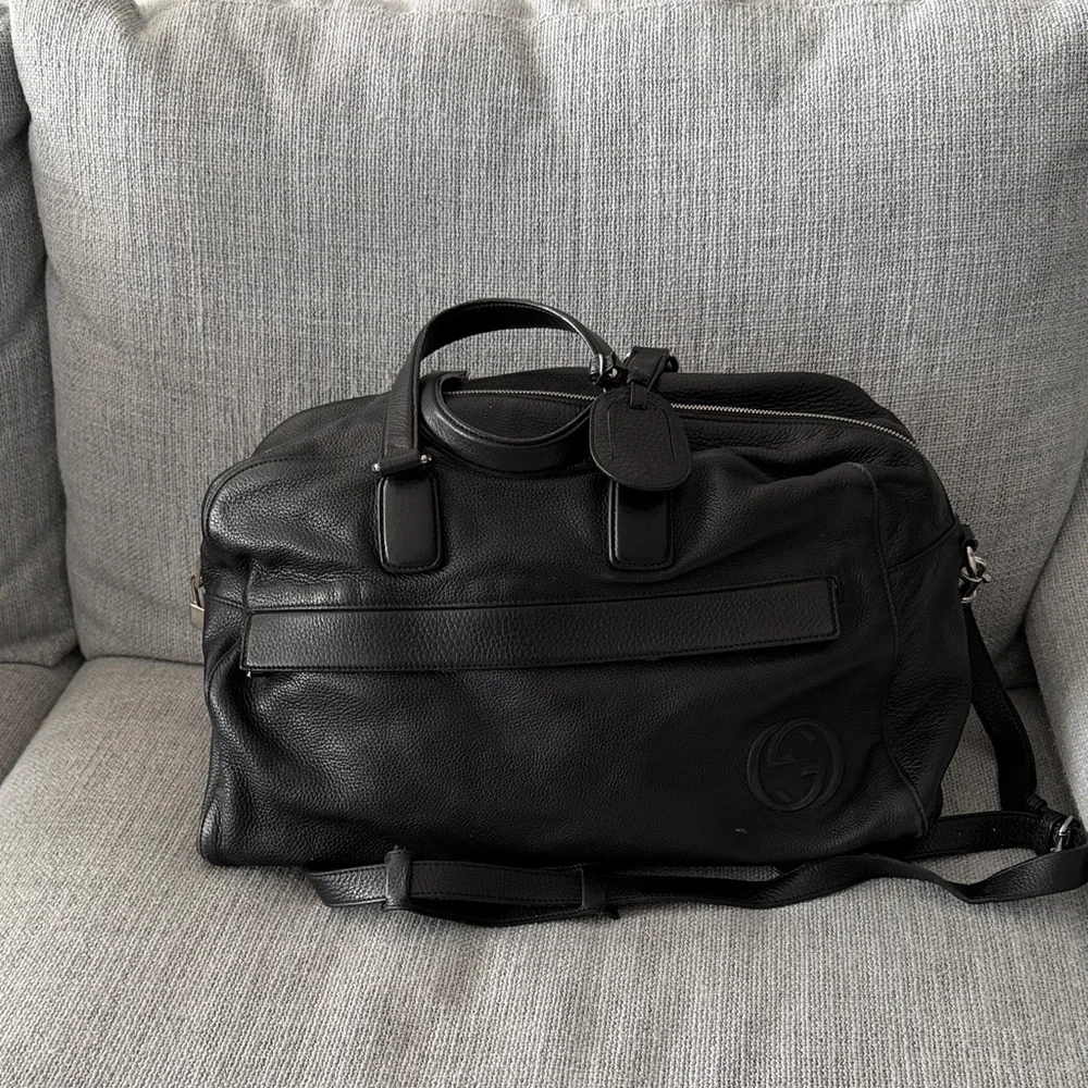 Gucci Black Textured Duffel Bag